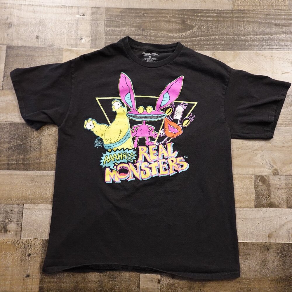 Nickelodeon AAAHH!!! Real Monsters Graphic T-Shirt Men’s Medium Black 90s Retro
